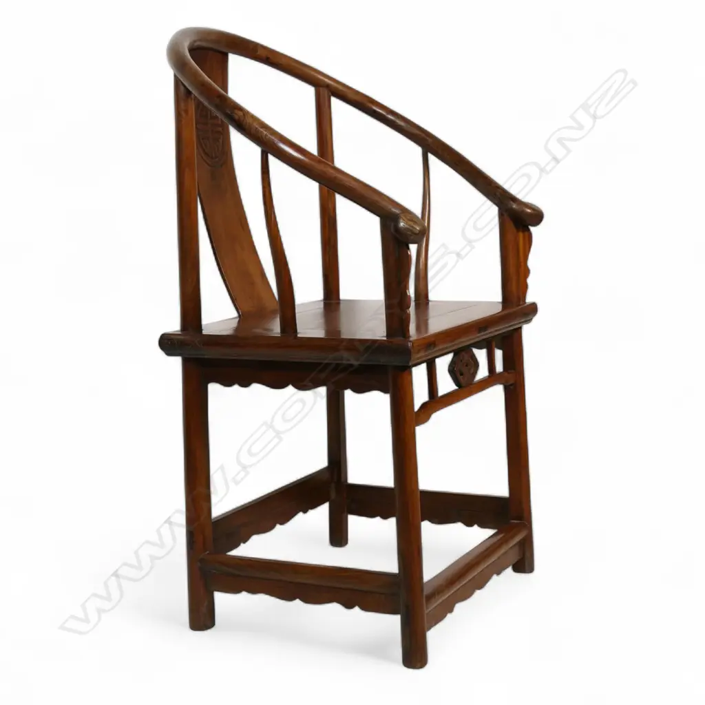 A Chinese 19thC Qing dynasty horseback armchair, Image 1++